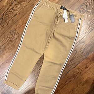 J. Crew Khaki Chinos with White Side Stripes